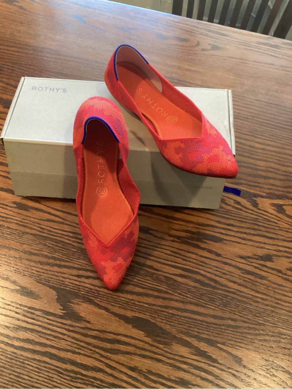 Rothy's The Point Red Botanicamo Slip Flats